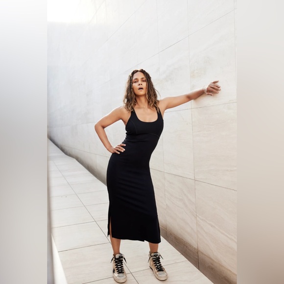 Sweaty Betty X Halle Berry Black Cross Back Maxi Dress - Picture 1 of 6